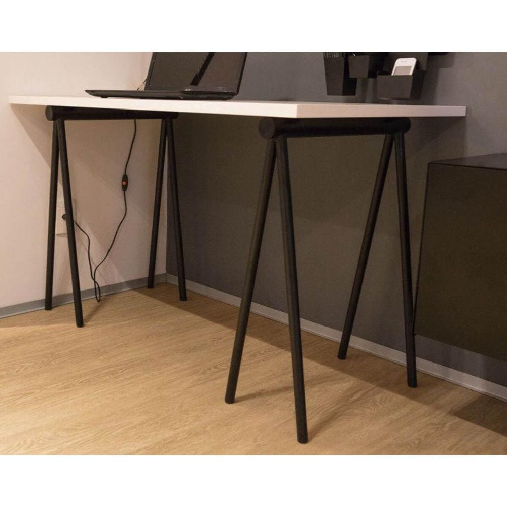Pé de Mesa Preto Cavalete Aço Metal Para Mesa Escritório Jantar Masutti  27,5x73x54cm