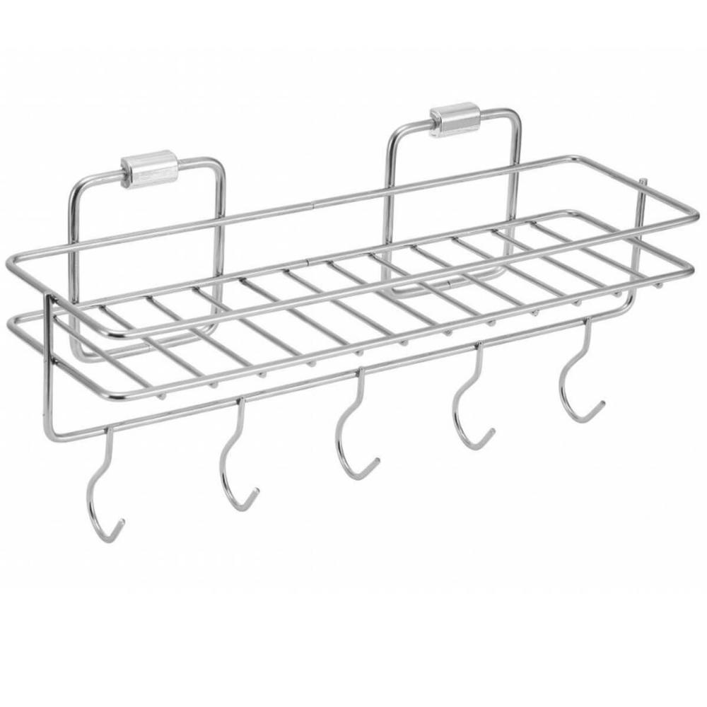 Porta Condimentos Inox de Parede Suporte Temperos 5 Ganchos