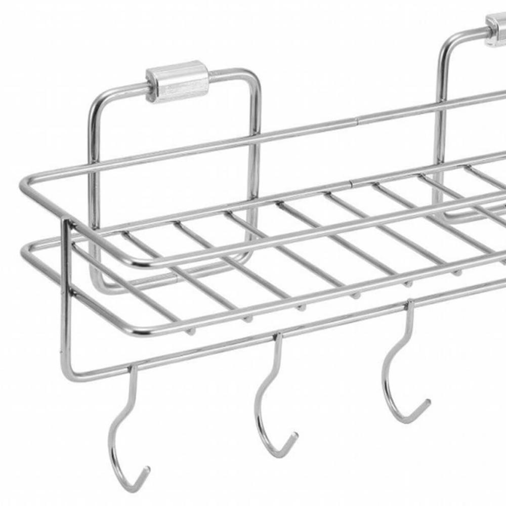 Porta Condimentos Inox de Parede Suporte Temperos 5 Ganchos