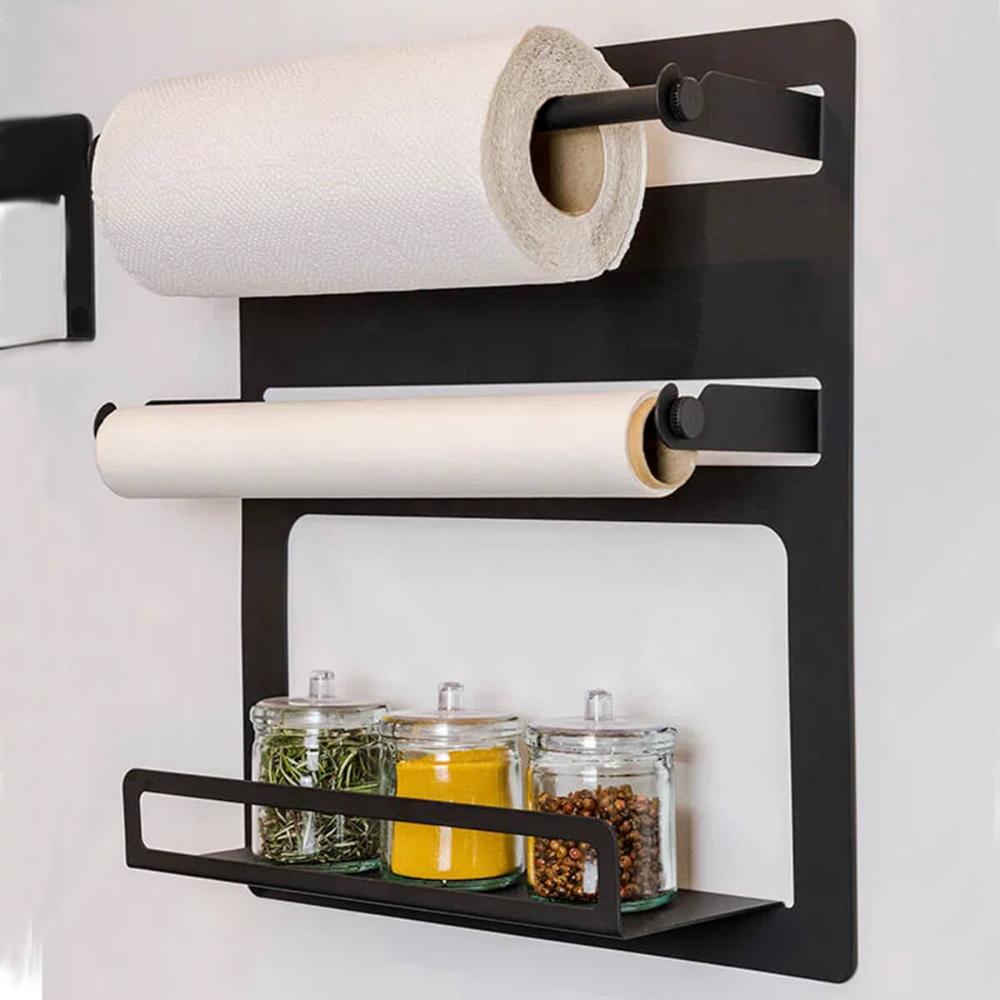 Porta Rolos de Cozinha Papel Toalha Alumínio Suporte Tempero
