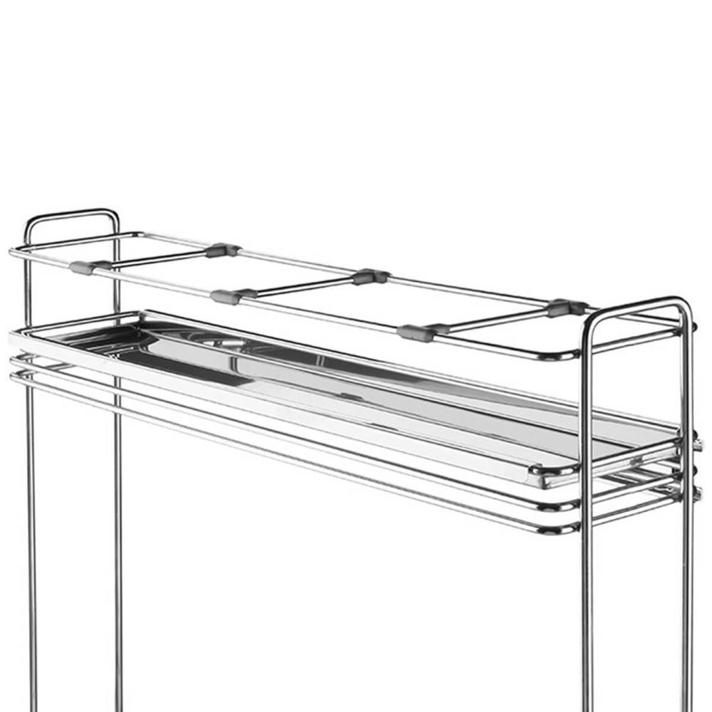 Porta Temperos Condimentos Suporte Deslizante Aço Inox com C