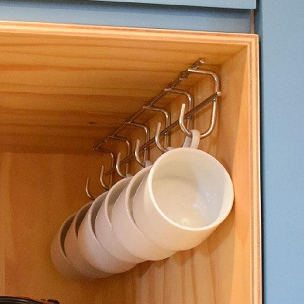 Porta Xícara Caneca de Canto Armário Suporte 6 Ganchos para Pendurar Aramado