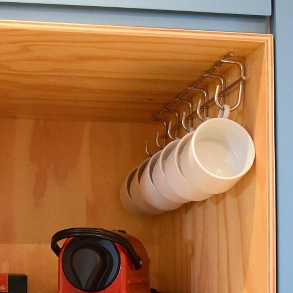 Porta Xícara Caneca de Canto Armário Suporte 6 Ganchos para Pendurar Aramado