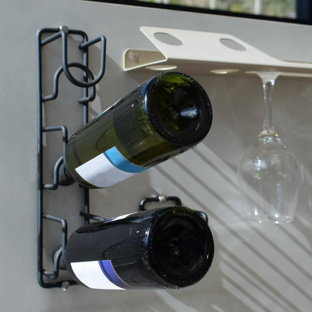 Suporte 3 Garrafas de Vinho para Parede Aramada Preta Adega