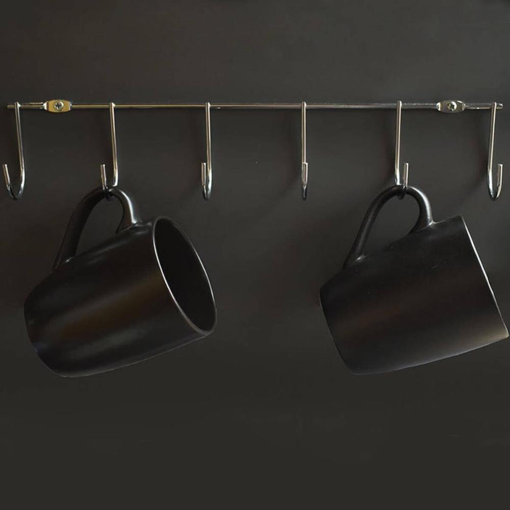 Suporte Parede Porta 6 Xícaras de Café Cabideiro 34cm Ganchos para Pendurar Masutti