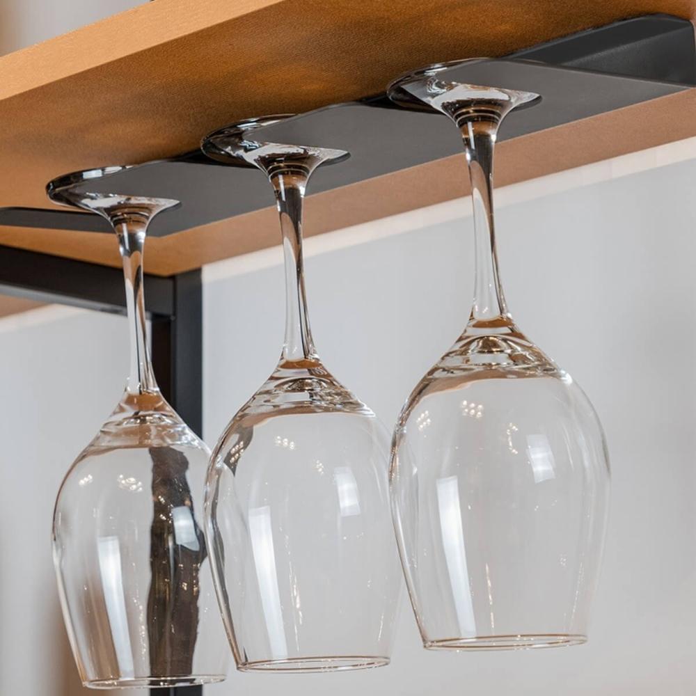Suporte Porta 3 Taças de Vinho Cinza Parede Armário Pendurad