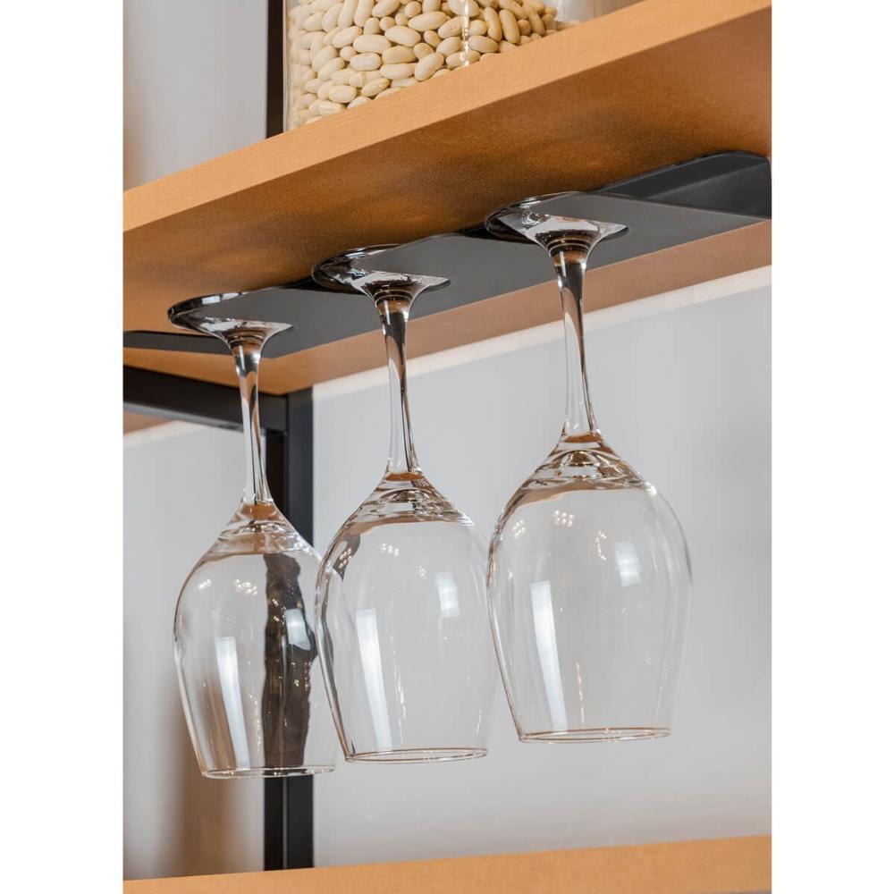 Suporte Porta 3 Taças de Vinho Cinza Parede Armário Pendurad