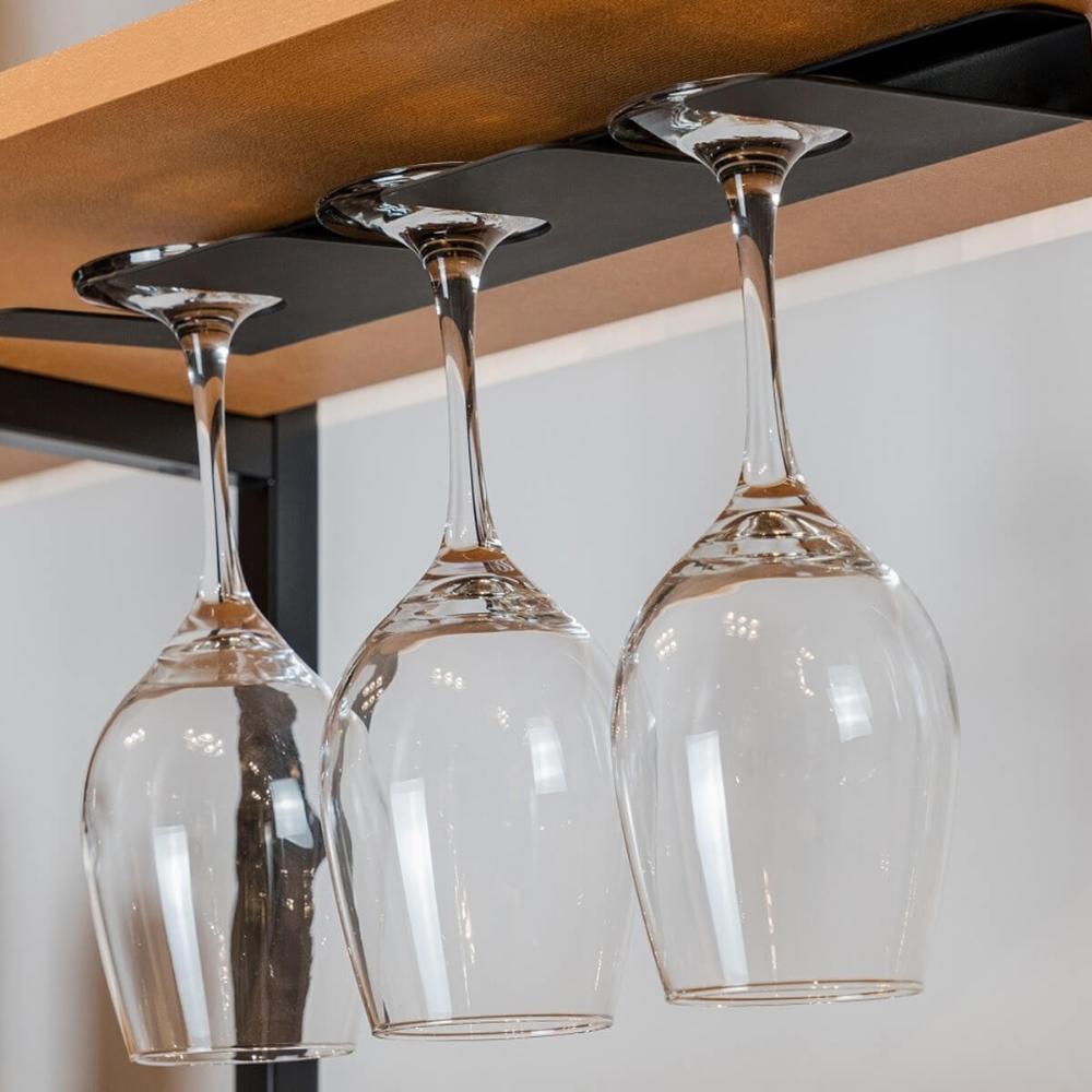 Suporte Porta 3 Taças de Vinho Preto Parede Armário Pendurad