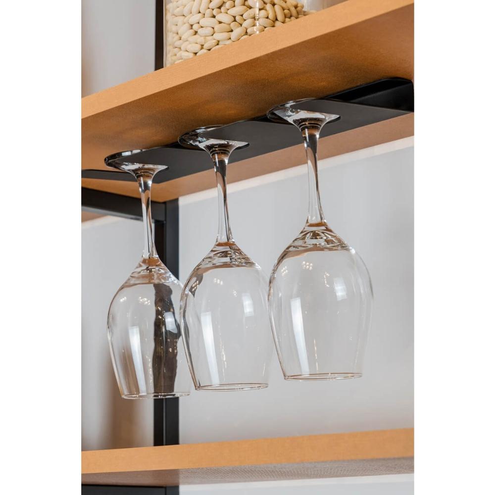 Suporte Porta 3 Taças de Vinho Preto Parede Armário Pendurad