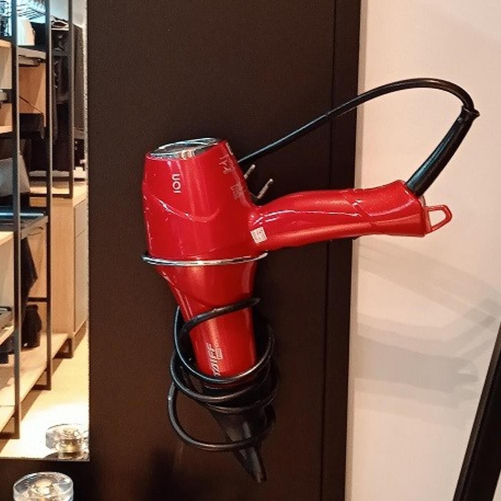 Suporte Porta Secador de Cabelo Redondo Aramado de Parede Painel Banheiro Quarto