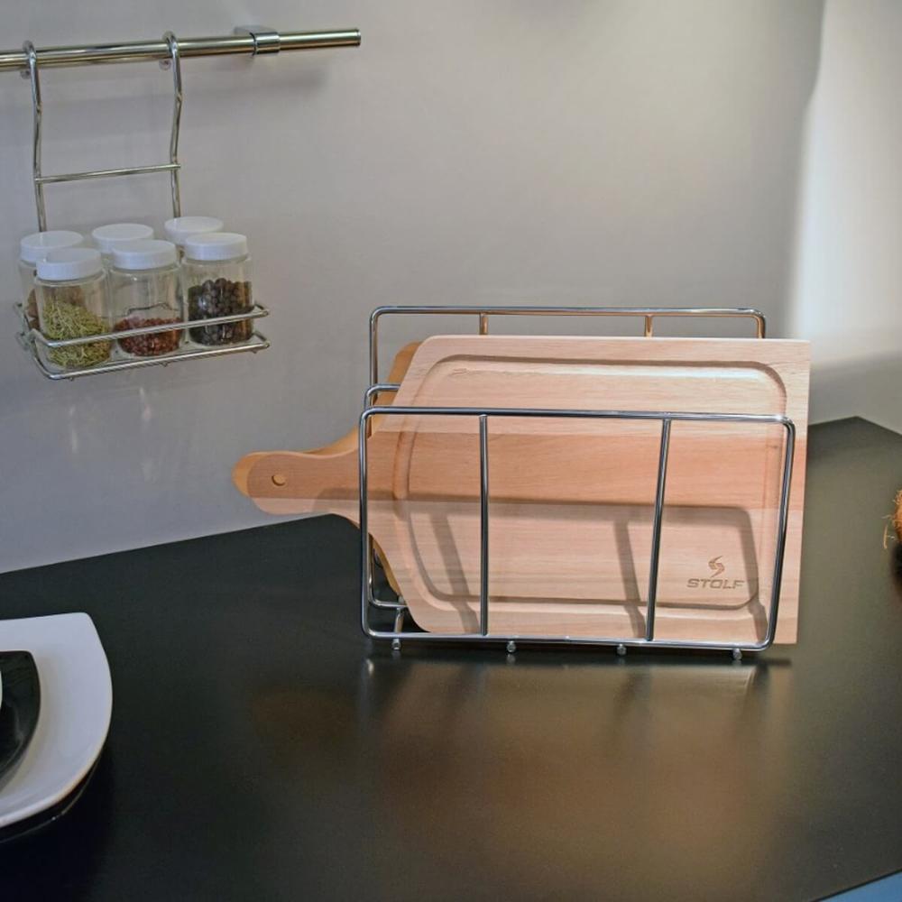 Suporte para Tábuas de Carne Corte Organizador Aramado para Cozinha Cromado Masutti