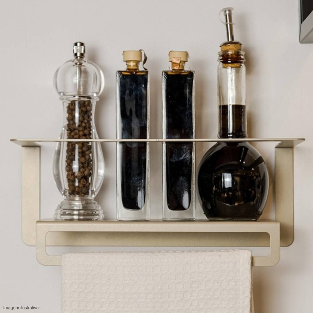 Toalheiro Preto Com Prateleira de Parede Multiuso Suporte Porta Toalha Decorativa