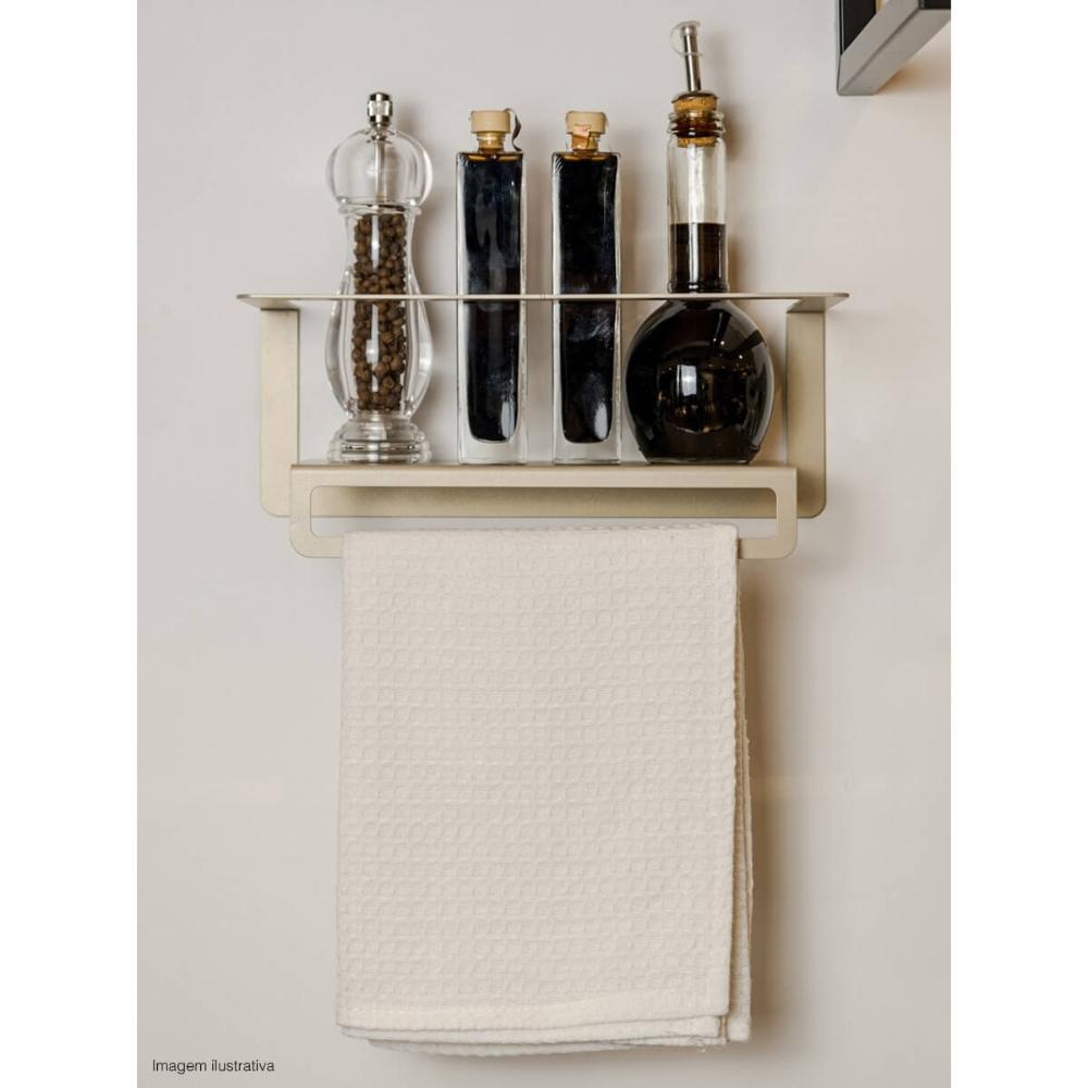 Toalheiro Preto Com Prateleira de Parede Multiuso Suporte Porta Toalha Decorativa