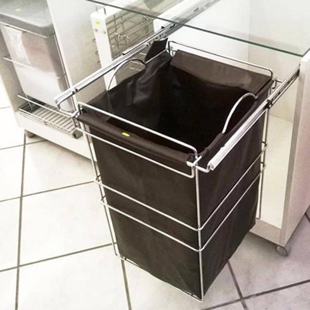 Tulha Aramada Deslizante Cesto Roupa Suja Inox Lavanderia Banheiro Telescopica Masutti