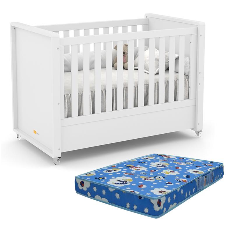 Berço Americano Tutto New Branco Soft e Colchão Baby Physical - Matic Móveis