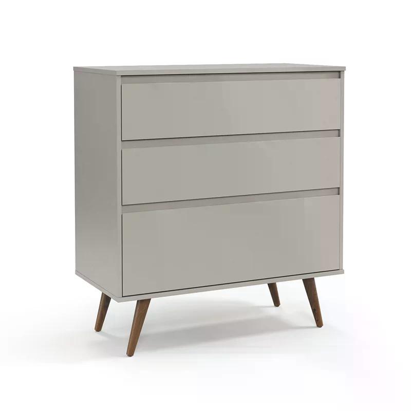 Cômoda Infantil Retrô Clean 3 Gavetas Cinza/Eco Wood - Matic Móveis