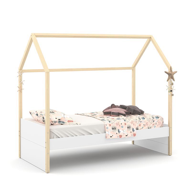 Cama Infantil Kids Liv Branco Soft/Natural com Colchão Supreme D33 - Matic Móveis