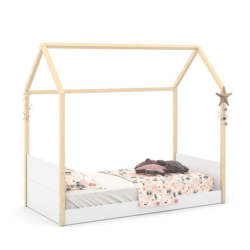 Cama Infantil Kids Liv Branco Soft/Natural com Colchão Supreme D33 - Matic Móveis