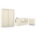 Dormitório Completo Infantil Tutto New 2 Portas de Correr, Cômoda 4 Gavetas, Berço Formare Off White e Colchões D18 e D33 - Matic Móveis
