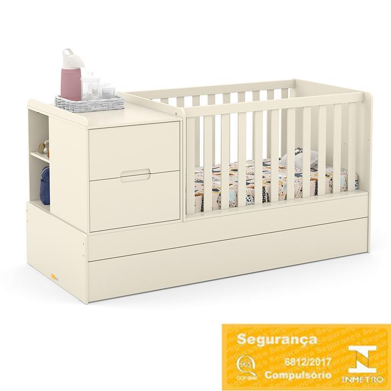 Dormitório Completo Infantil Tutto New 2 Portas de Correr, Cômoda e Berço Multifuncional Formare Off White - Matic Móveis