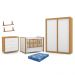 Dormitório Tutto 2 Portas, Cômoda, Berço Branco Soft/Freijó com Capitonê, Colchão Physical e Prateleiras - Matic Móveis