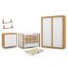 Dormitório Tutto 2 Portas, Cômoda, Berço Branco Soft/Freijó com Capitonê, Colchão Supreme e Prateleiras - Matic Móveis