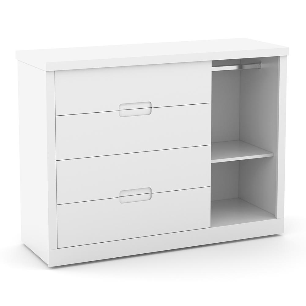 Dormitório Tutto New 2 Portas, Cômoda 1 Porta e Berço Branco Soft com Capitonê e Colchão Physical - Matic Móveis