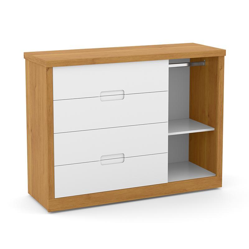 Dormitório Tutto New 2 Portas, Cômoda 1 Porta, Berço Freijó/Branco Soft e Prateleiras - Matic Móveis  