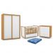 Dormitório Tutto New 2 Portas, Cômoda 4 Gavetas e Berço Branco Soft/Freijó com Colchão - Matic Móveis  