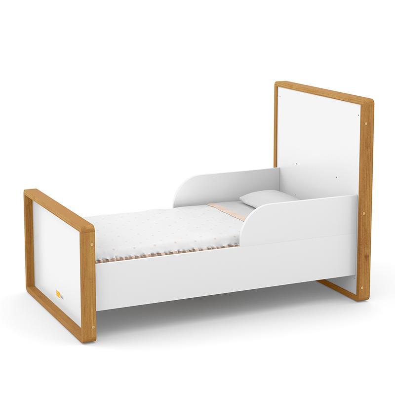 Dormitório Tutto New 2 Portas, Cômoda 4 Gavetas e Berço Branco Soft/Freijó com Colchão D18 - Matic Móveis 