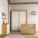 Dormitório Tutto New 2 Portas, Cômoda 4 Gavetas e Berço Freijó/Off White com Capitonê e Prateleiras - Matic Móveis
