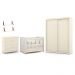 Dormitório Tutto New 2 Portas, Cômoda 4 Gavetas e Berço Off White com Capitonê e Prateleiras - Matic Móveis