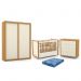 Dormitório Tutto New 2 Portas, Cômoda 4 Gavetas e Berço Off White/Freijó com Colchão - Matic Móveis  