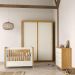 Dormitório Tutto New 2 Portas, Cômoda 4 Gavetas e Berço Off White/Freijó com Colchão - Matic Móveis  