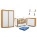 Dormitório Tutto New 2 Portas, Cômoda, Berço Branco Soft/Freijó com Colchão e Prateleiras - Matic Móveis  