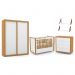 Dormitório Tutto New 2 Portas, Cômoda, Berço Branco Soft/Freijó e Prateleiras - Matic Móveis 