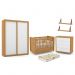 Dormitório Tutto New 2 Portas, Cômoda, Berço Freijó/Branco Soft com Colchão D18 e Prateleiras - Matic Móveis  
