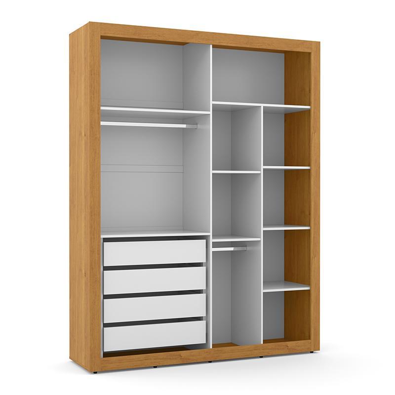 Dormitório Tutto New 2 Portas, Cômoda, Berço Freijó/Branco Soft com Colchão D18 e Prateleiras - Matic Móveis  