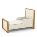 Dormitório Tutto New 4 Portas, Cômoda 1 Porta e Berço Off White/Freijó com Capitonê e Colchão Supreme - Matic Móveis