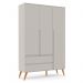 Guarda Roupa Infantil 3 Portas e 2 Gavetas Retrô Clean Cinza/Eco Wood - Matic Móveis