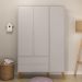 Guarda Roupa Infantil 3 Portas e 2 Gavetas Retrô Clean Cinza/Eco Wood - Matic Móveis