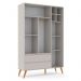 Guarda Roupa Infantil 3 Portas e 2 Gavetas Retrô Clean Cinza/Eco Wood - Matic Móveis