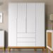 Guarda Roupa Infantil 4 Portas e 3 Gavetas Nature Clean Branco Soft/Eco Wood - Matic Móveis