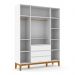 Guarda Roupa Infantil 4 Portas e 3 Gavetas Nature Clean Branco Soft/Eco Wood - Matic Móveis