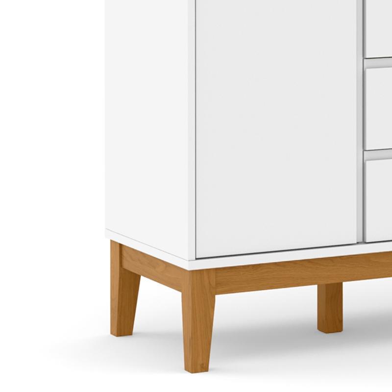 Guarda Roupa Infantil 4 Portas e 3 Gavetas Nature Clean Branco Soft/Eco Wood - Matic Móveis