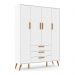 Guarda Roupa Infantil 4 Portas e 3 Gavetas Retrô Branco Soft/Eco Wood - Matic Móveis