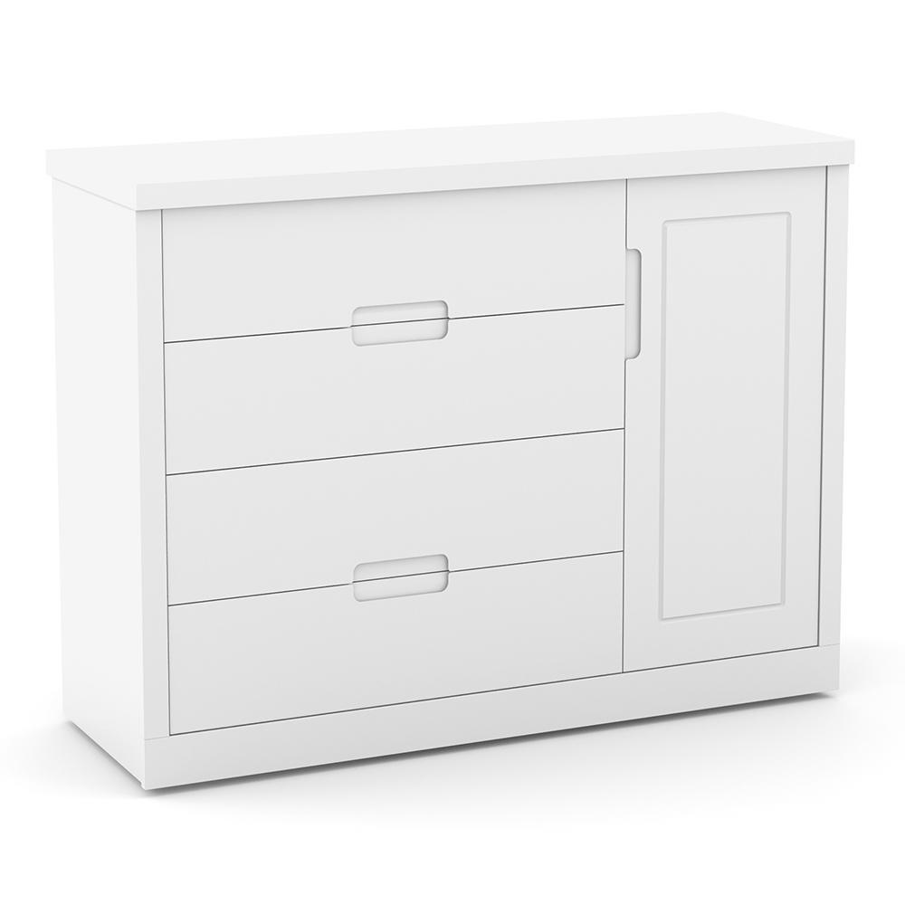 Jogo de Quarto Infantil Tutto New Cômoda 1 Porta e Berço Branco Soft com Capitonê - Matic Móveis