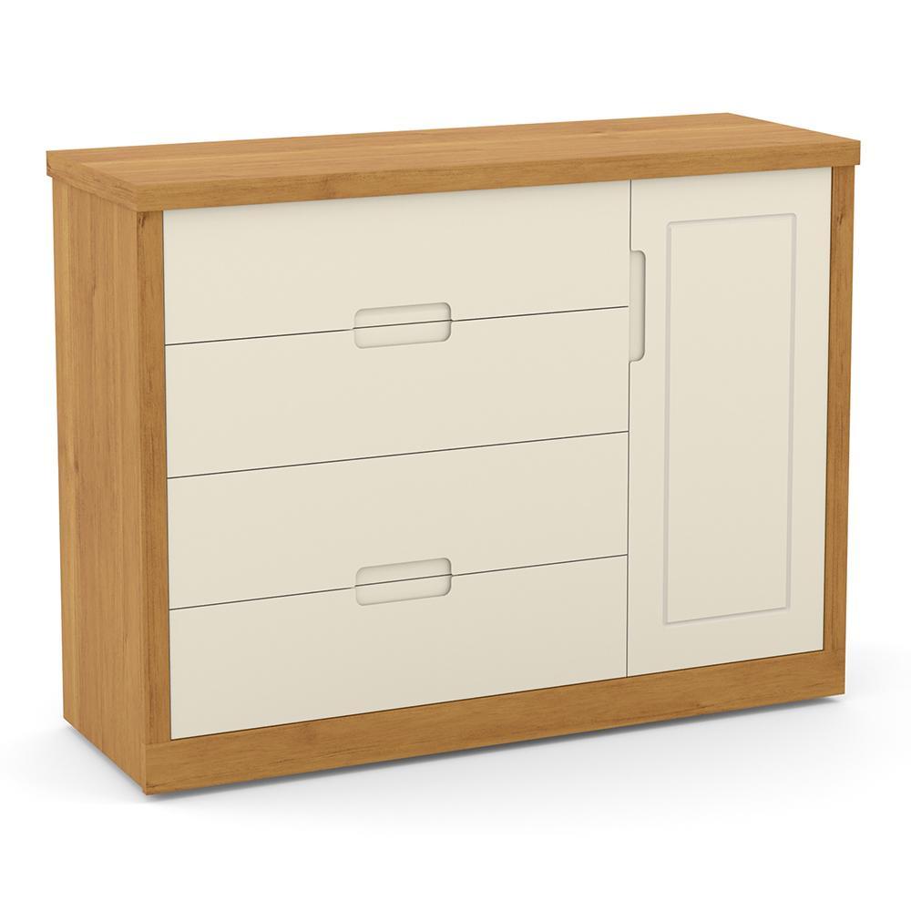 Jogo de Quarto Infantil Tutto New Cômoda 1 Porta e Berço Freijó/Off White com Capitonê - Matic Móveis