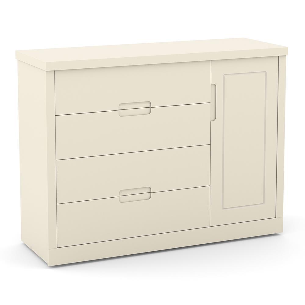 Jogo de Quarto Infantil Tutto New Cômoda 1 Porta e Berço Off White com Capitonê - Matic Móveis