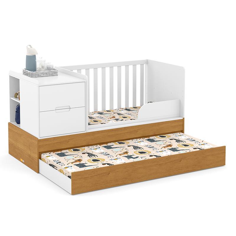 Jogo de Quarto Infantil Tutto New Cômoda 4 Gavetas e Berço Multifuncional Formare Branco Soft/Freijó - Matic Móveis